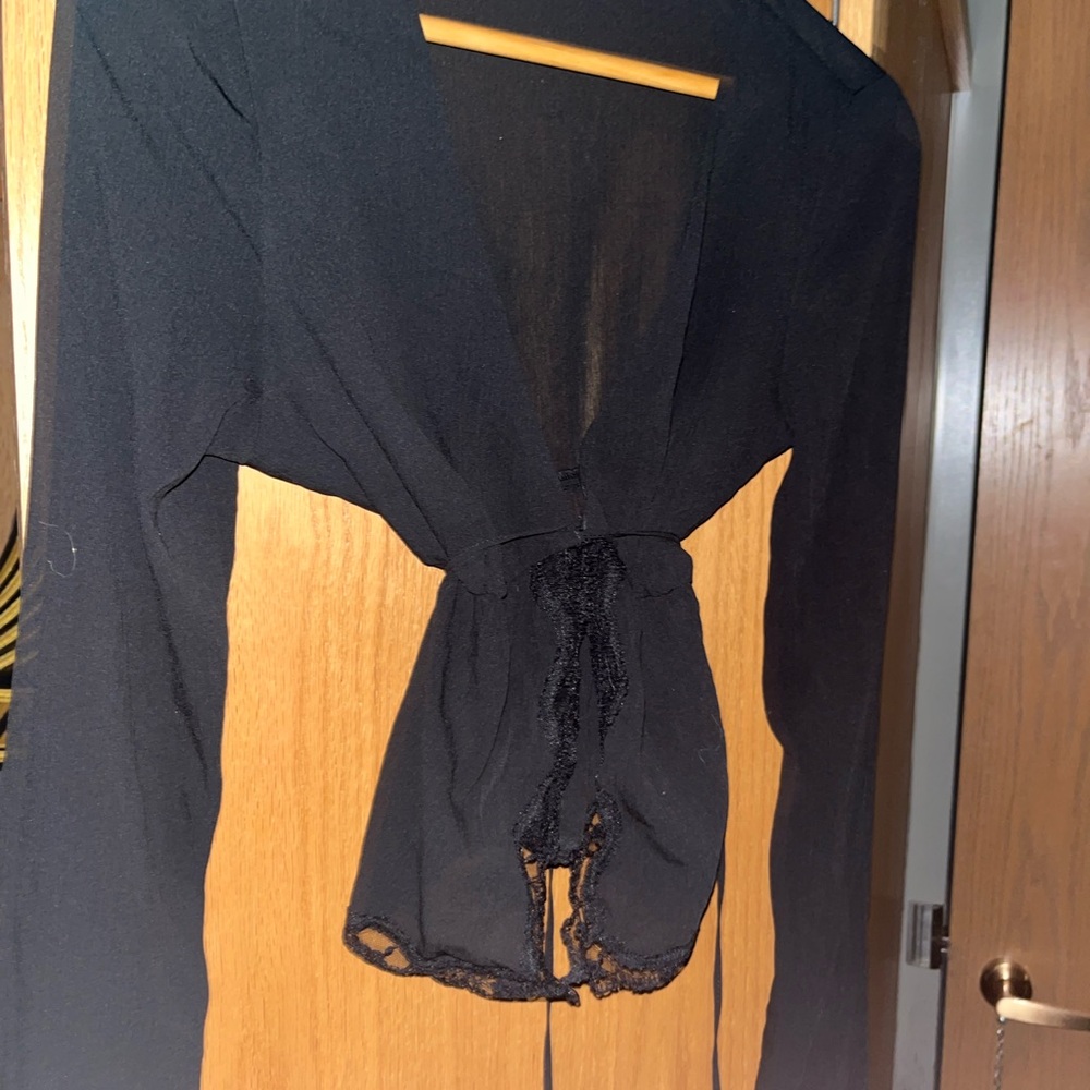 Garage Laced Black Sheer Top